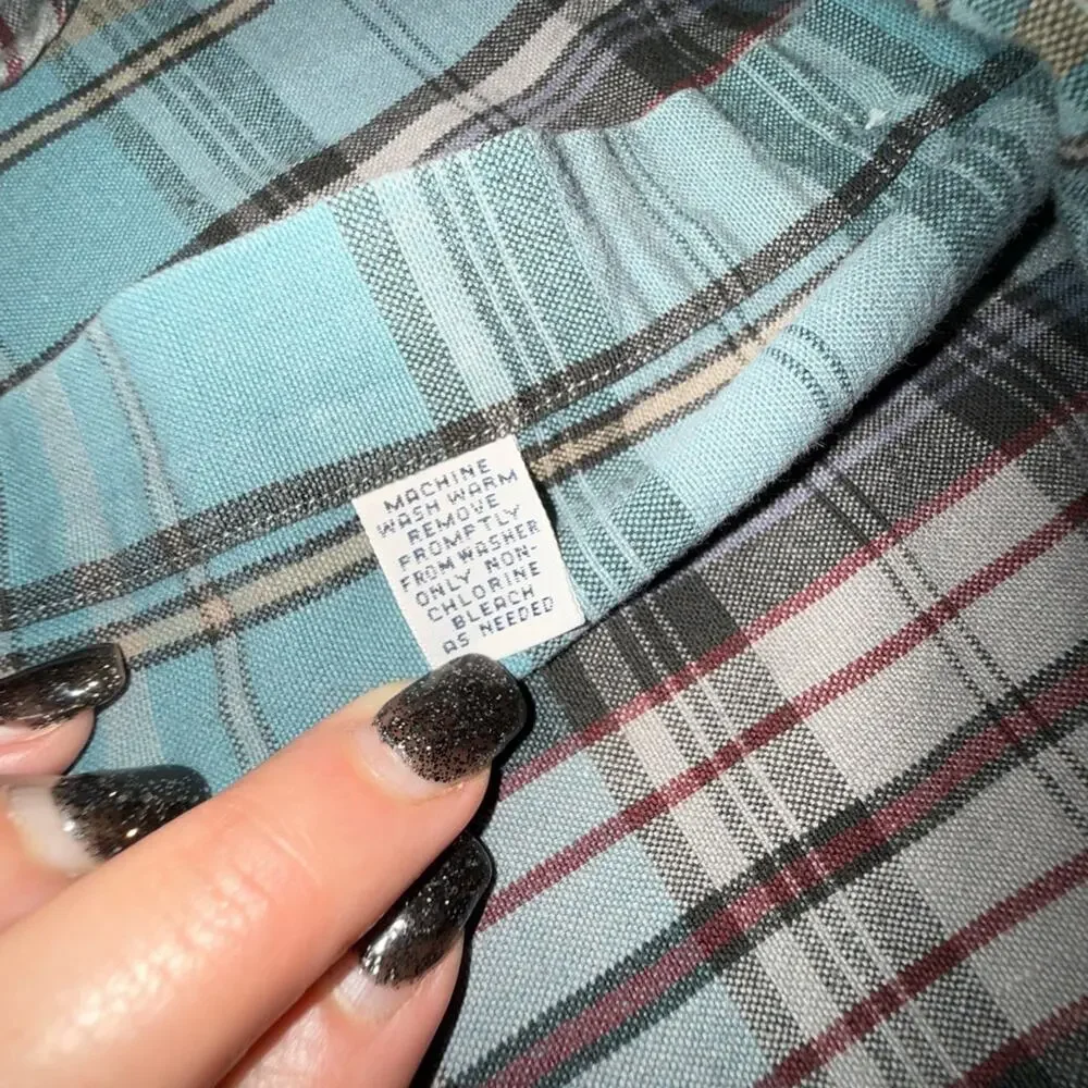 UEC Ralph Lauren BLAKE 100% COTTON BLUE GREY Plaid Shirt SZ LARGE